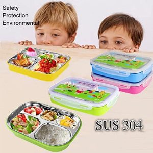 5 compartment steel colourful bento