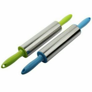 Stainless steel rolling pin with plastic handle