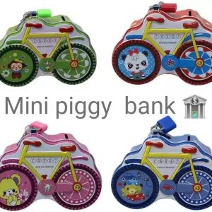 Assorted stainless steel bicycle piggy bank for kids, kids piggy bank, kids saving piggy bank
