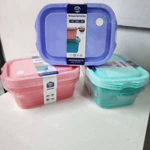 Multicolored 3 set, 3 in 1 plastic food container, fridge containers (500)