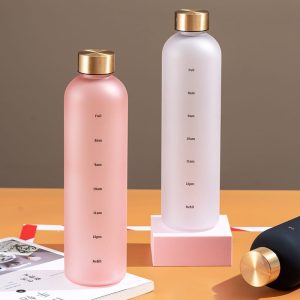 Frosted 1L gold lid water bottle