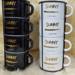 4 set Ceramic Sunny cup wit stand